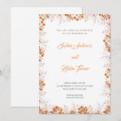 Fijne Oranje bloemen  Wit Weddenschap Kaart (Voorkant / Achterkant)