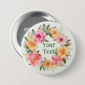 Fijne Oranje bloemkrans revers embleem Ronde Button 7,6 Cm (Voorkant /achterkant)