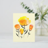 Fijne oranje en gele bloemen briefkaart (Staand voorkant)
