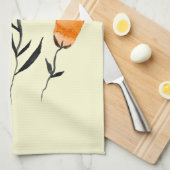 Fijne oranje en gele bloemen theedoek (Quarter Fold)