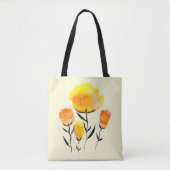 Fijne oranje en gele bloemen tote bag (Voorkant)