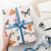 Fijne Oranje Waterverf Vlinders Halloween Cadeaupapier