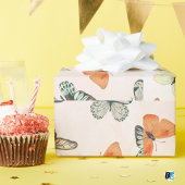 Fijne Oranje Waterverf Vlinders Halloween Cadeaupapier