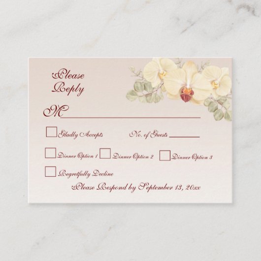 Fijne Orchideeënbloem RSVP Informatiekaartje (Voorkant)
