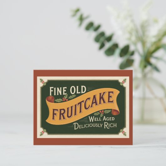 Fijne oude fruitcake Kerstmis Feestdagenkaart (Staand voorkant)