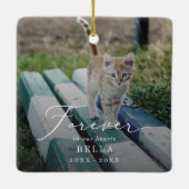 Fijne Overlay Foto Huisdier Kat Herdenkingsfeestda Keramisch Ornament (Achterkant)