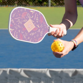 Fijne Paarse bloemen en strikken Pickleball Paddle