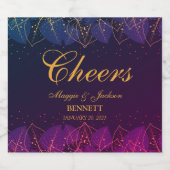 Fijne Paarse en gouden bladeren Mousserende Wijnla Sparkling Wijnetiket (Enkel label)