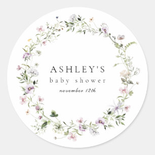 Fijne Paarse Floral Baby shower Sticker