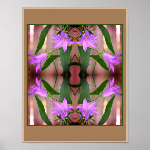 Fijne Paarse Lelie Bloemen Spiegel Abstract Poster