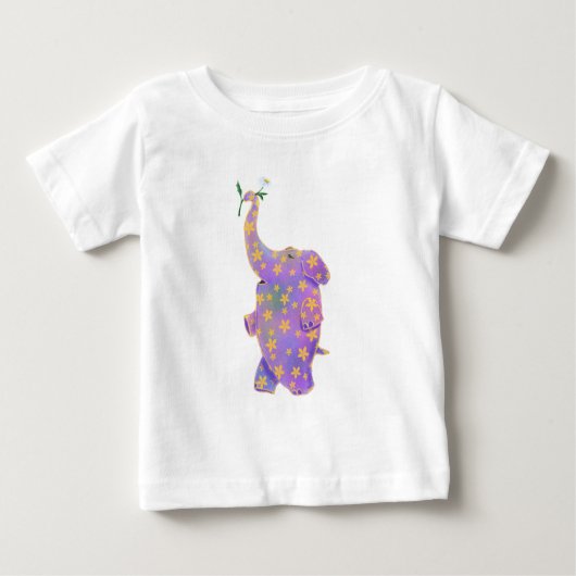 Fijne Paarse olifant met ventilator Baby T-shirt (Voorkant)