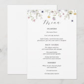 Fijne Paarse Wilde Bloem Huwelijksmenu Menu (Voorkant / Achterkant)