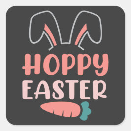 Fijne Paasdag - Funny Bunny Schattige Vierkante Sticker
