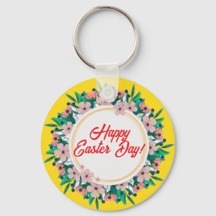 Fijne Paasdag met Floral Lijst-23046 Sleutelhanger
