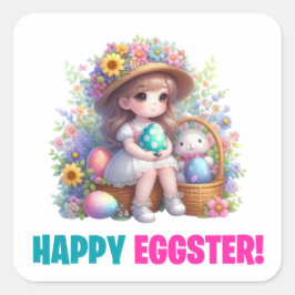 Fijne Paasdag - Schattigee Baby Vierkante Sticker