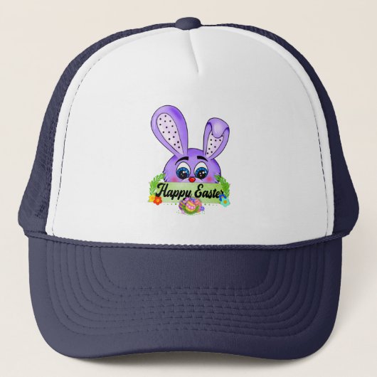 Fijne Paasdag, Schattigee Bunny Ears Cartoon Trucker Pet (Voorkant)