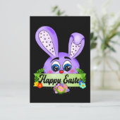 Fijne Paasdag, Schattigee Paarse konijn Kaart (Staand voorkant)