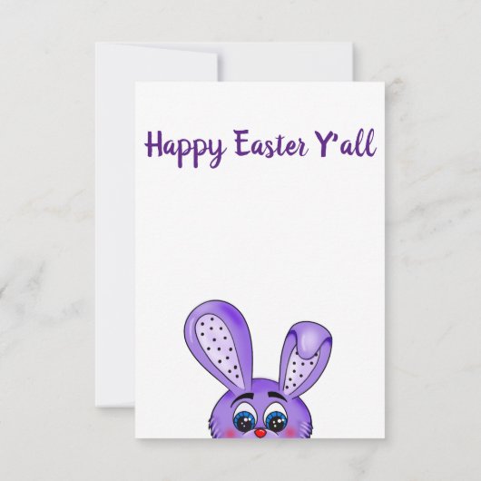 Fijne Paasdag, Schattigee Paarse konijn Kaart (Achterkant)