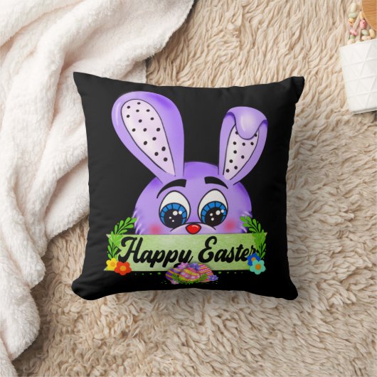Fijne Paasdag, Schattigee Paarse konijn Kussen (Deken)