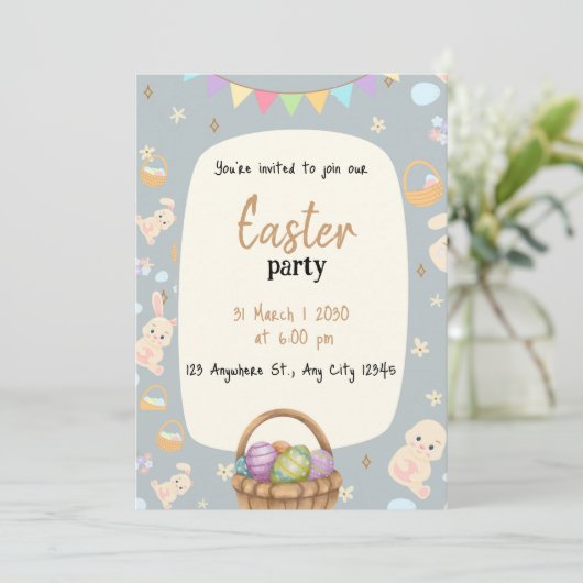 Fijne Paasdag uitnodiging (Staand voorkant)