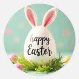 Fijne paaseieren sticker met een konijnenoren op d