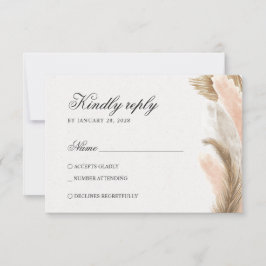 Fijne pampas gras gedroogde bloemen RSVP kaartje