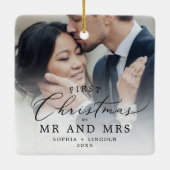 Fijne Pas getrouwd Eerste Kerstdag Foto Keramisch Ornament (Achterkant)