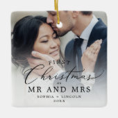 Fijne Pas getrouwd Eerste Kerstdag Foto Keramisch Ornament (Voorkant)