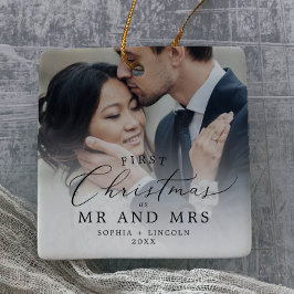 Fijne Pas getrouwd Eerste Kerstdag Foto Keramisch Ornament