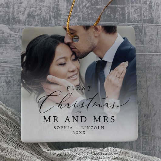 Fijne Pas getrouwd Eerste Kerstdag Foto Keramisch Ornament