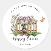 Fijne Pasen | Aangepaste Puppy Konijn Ronde Sticker (Voorkant)