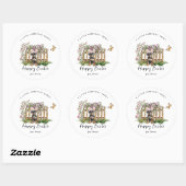 Fijne Pasen | Aangepaste Puppy Konijn Ronde Sticker (Vel)