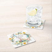 Fijne Pasen banny en bloemenPasen Kartonnen Onderzetters (Insitu)