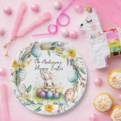 Fijne Pasen banny en bloemenPasen Papieren Bordje (Feest)