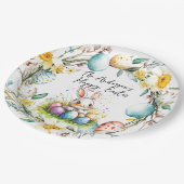 Fijne Pasen banny en bloemenPasen Papieren Bordje (Gekanteld)