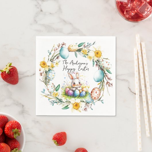 Fijne Pasen banny en bloemenPasen Servet (Insitu)