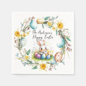 Fijne Pasen banny en bloemenPasen Servet (Voorkant)