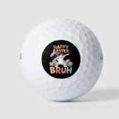 Fijne Pasen Bruh Bro Grappige Konijn met Dabbing Golfballen (Voorkant)