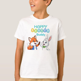 Fijne Pasen Buddy Cute Bunny en Fox Kids T-Shirt