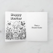 Fijne Pasen | Cartoon Bunny Inside kleurplaat Kaart (Binnen)