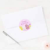 Fijne Pasen Eieren Roze Achtergrond Ronde Sticker (Envelop)