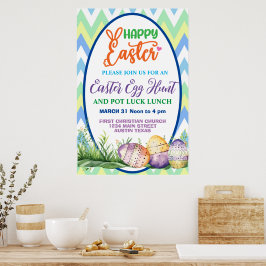 Fijne Pasen, Eierjacht en Pot Luck Poster