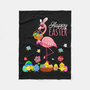 Fijne Pasen Flamingo met Paaseieren Bysket Hunti Fleece Deken