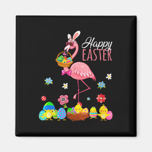 Fijne Pasen Flamingo met Paaseieren Bysket Hunti Magneet