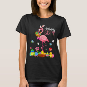 Fijne Pasen Flamingo met Paaseieren Bysket Hunti T-shirt