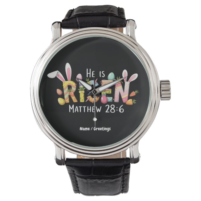 Fijne Pasen! Hij is opgestaan om Jezus Christus te Horloge (Voorkant)