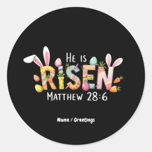 Fijne Pasen! Hij is opgestaan om Jezus Christus te Ronde Sticker