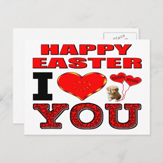 Fijne Pasen, ik hou van je Feestdagenkaart (Voorkant / Achterkant)