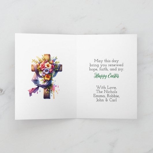 Fijne Pasen | Jezus zit met lammetjes en konijntje Kaart (Binnen)