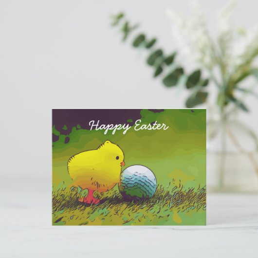 Fijne Pasen met kip en golfbal Kaart (Staand voorkant)